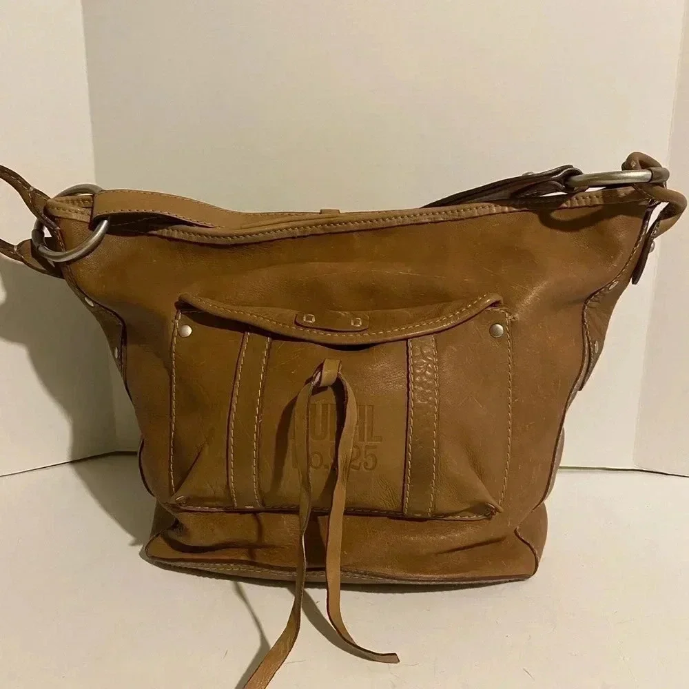 RUEHL no.925 brown distressed leather hobo bag